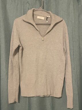Jack & Jones Light Beige Ribbed Knit Half-Zip